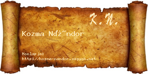 Kozma Nándor névjegykártya